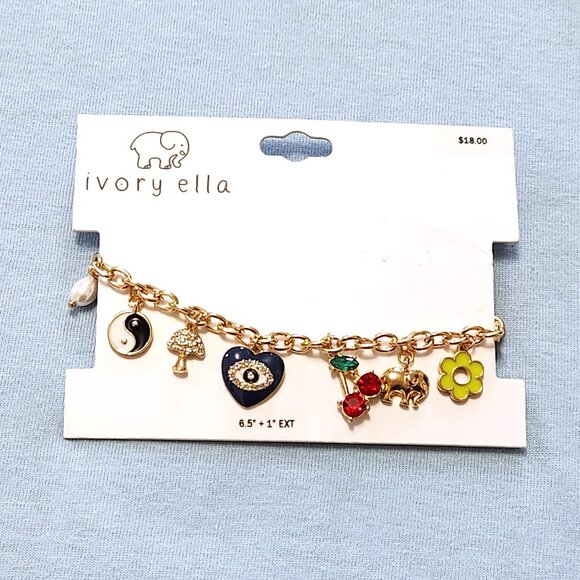 Ivory Ella Light Blue Long Sleeved Tee Shirt Pink Elephant Plus Bracelet Size M - Picture 11 of 16